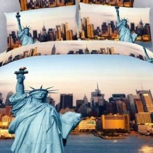 Duvet Cover Bedding Set NYC Statue of Liberty Print Gift Box